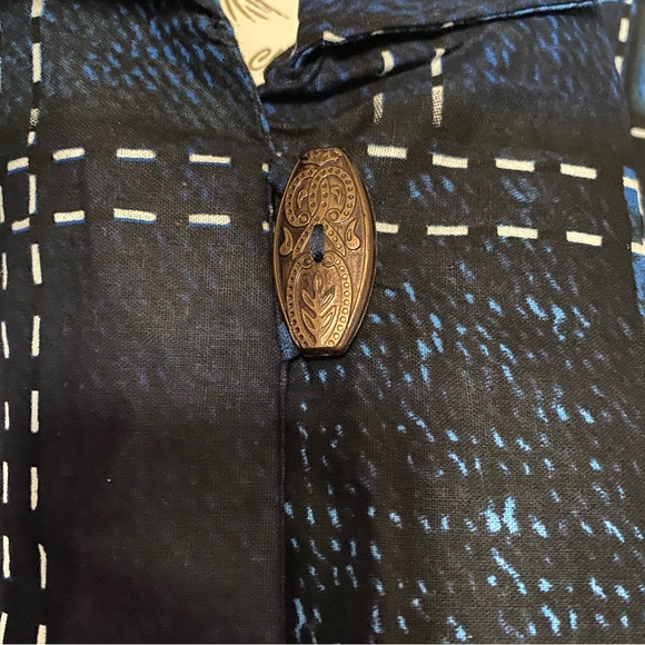 Casual Blue Long Sleeve Dress with Mandarin Collar - Picture 6 of 10